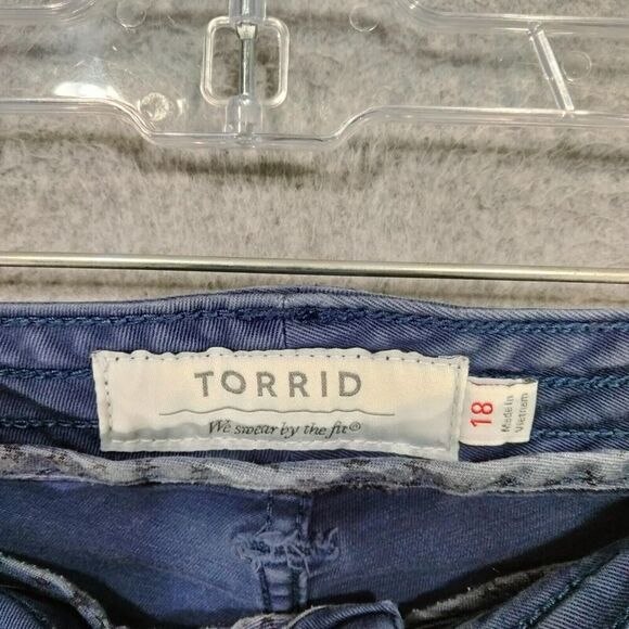 Torrid Ankle Pants Women Plus Size 18 Blue Stretch Flap Pockets Mid Rise Stretch - Picture 7 of 12